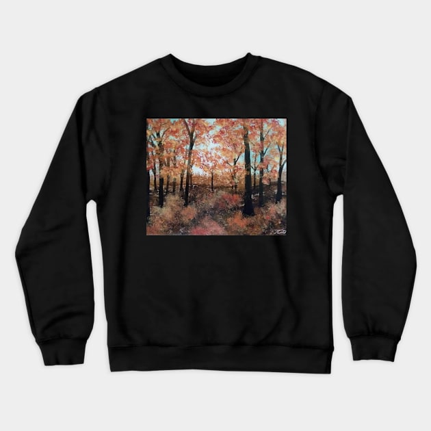 Autumn walk in the woods Crewneck Sweatshirt by Edwardtiptonart